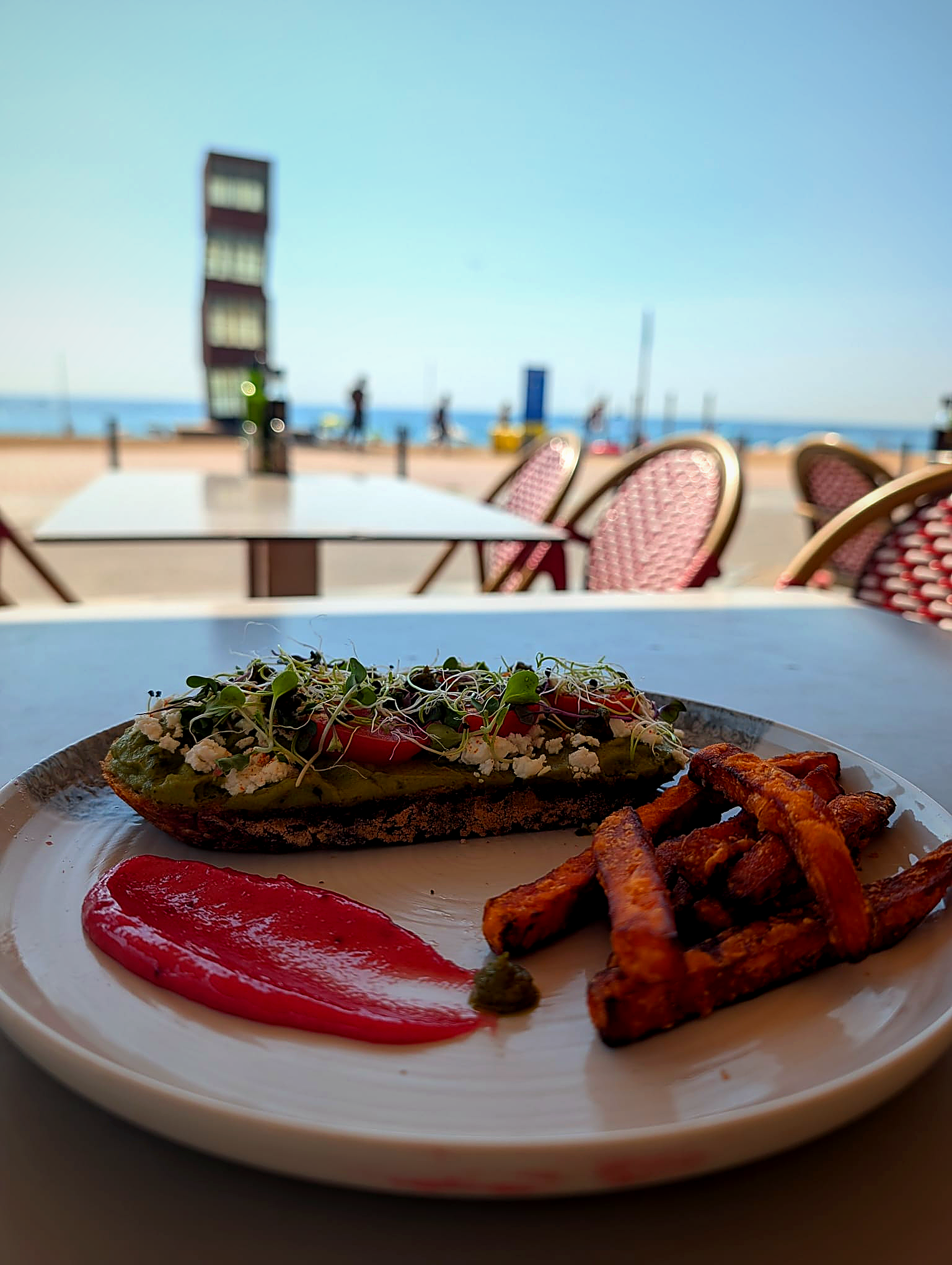 Tostada de boniato junto al mar
